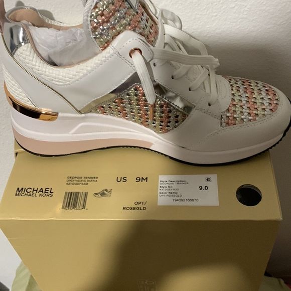 MICHAEL Michael Kors White and Gold Athletic Shoes - Picture 11 of 13